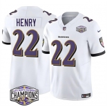 Men's Baltimore Ravens #22 Derrick Henry White F.U.S.E 2024 AFC North Division Champions Vapor Limited Football Jersey