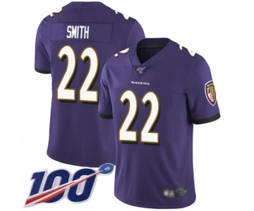 Men's Baltimore Ravens #22 Jimmy Smith Purple Team Color Vapor Untouchable Limited Player 100th Season Football Jersey