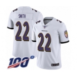 Men's Baltimore Ravens #22 Jimmy Smith White Vapor Untouchable Limited Player 100th Season Football Jersey