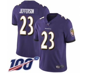 Men's Baltimore Ravens #23 Tony Jefferson Purple Team Color Vapor Untouchable Limited Player 100th Season Football Jersey