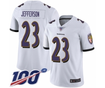 Men's Baltimore Ravens #23 Tony Jefferson White Vapor Untouchable Limited Player 100th Season Football Jersey