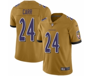 Men's Baltimore Ravens #24 Brandon Carr Limited Gold Inverted Legend Football Jersey