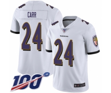 Men's Baltimore Ravens #24 Brandon Carr White Vapor Untouchable Limited Player 100th Season Football Jersey