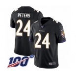 Men's Baltimore Ravens #24 Marcus Peters Black Alternate Vapor Untouchable Limited Player 100th Season Football Jersey