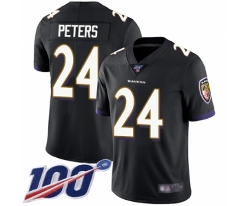 Men's Baltimore Ravens #24 Marcus Peters Black Alternate Vapor Untouchable Limited Player 100th Season Football Jersey