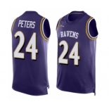 Men's Baltimore Ravens #24 Marcus Peters Elite Purple Player Name & Number Tank Top Football Jersey