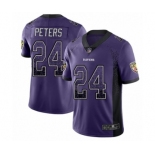 Men's Baltimore Ravens #24 Marcus Peters Limited Purple Rush Drift Fashion Football Jersey