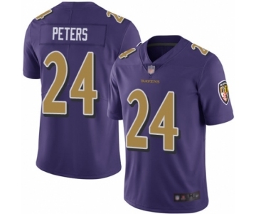 Men's Baltimore Ravens #24 Marcus Peters Limited Purple Rush Vapor Untouchable Football Jersey