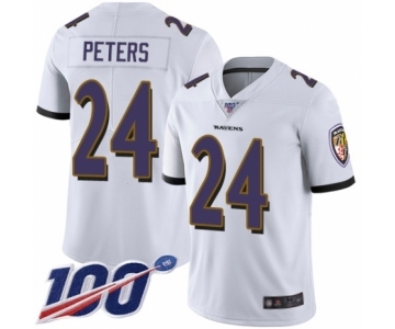 Men's Baltimore Ravens #24 Marcus Peters White Vapor Untouchable Limited Player 100th Season Football Jersey