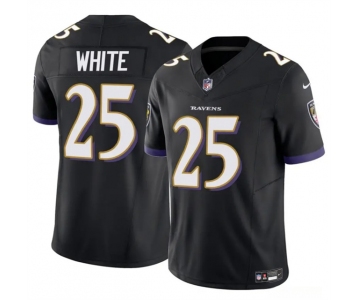 Men's Baltimore Ravens #25 Tre'Davious White Black 2023 F.U.S.E Vapor Limited Football Jersey