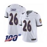 Men's Baltimore Ravens #26 Maurice Canady White Vapor Untouchable Limited Player 100th Season Football Jersey