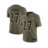 Men's Baltimore Ravens #27 J.K. Dobbins 2022 Olive Salute To Service Limited Stitched Jersey