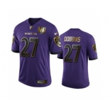 Men's Baltimore Ravens #27 J.K. Dobbins Purple Team 25th Season Golden Limited Football Jersey