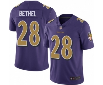 Men's Baltimore Ravens #28 Justin Bethel Limited Purple Rush Vapor Untouchable Football Jersey