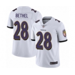 Men's Baltimore Ravens #28 Justin Bethel White Vapor Untouchable Limited Player Football Jersey