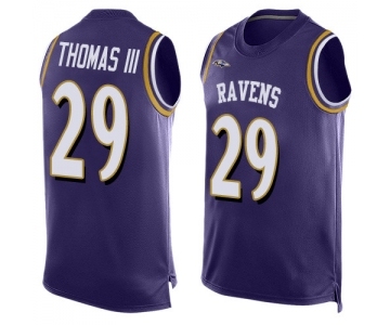 Men's Baltimore Ravens #29 Earl Thomas III Limited Purple Player Name & Number Tank Top Football Jersey