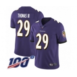 Men's Baltimore Ravens #29 Earl Thomas III Purple Team Color Vapor Untouchable Limited Player 100th Season Football Jersey