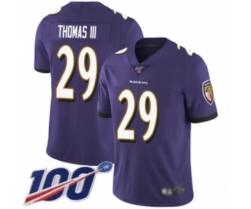 Men's Baltimore Ravens #29 Earl Thomas III Purple Team Color Vapor Untouchable Limited Player 100th Season Football Jersey