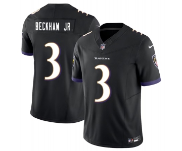 Men's Baltimore Ravens #3 Odell Beckham Jr. Black 2023 F.U.S.E. Vapor Untouchable Stitched Jersey