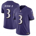 Men's Baltimore Ravens #3 Odell Beckham Jr. Purple 2023 F.U.S.E. Vapor Untouchable Stitched Jersey