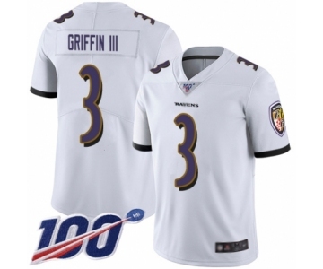 Men's Baltimore Ravens #3 Robert Griffin III White Vapor Untouchable Limited Player 100th Season Football Jersey