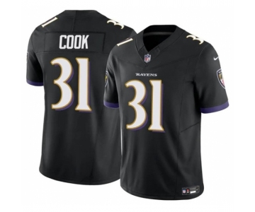 Men's Baltimore Ravens #31 Dalvin Cook Black 2024 F.U.S.E. Vapor Limited Football Stitched Jersey