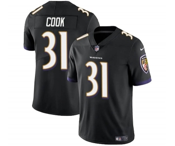 Men's Baltimore Ravens #31 Dalvin Cook Black Vapor Limited Football Stitched Jersey