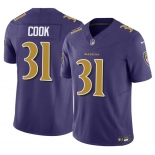 Men's Baltimore Ravens #31 Dalvin Cook Purple 2024 F.U.S.E. Color Rush Vapor Limited Football Stitched Jersey