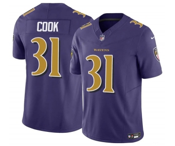 Men's Baltimore Ravens #31 Dalvin Cook Purple 2024 F.U.S.E. Color Rush Vapor Limited Football Stitched Jersey