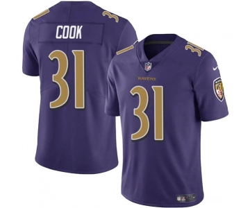 Men's Baltimore Ravens #31 Dalvin Cook Purple Color Rush Vapor Limited Football Stitched Jersey