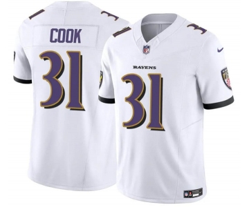 Men's Baltimore Ravens #31 Dalvin Cook White 2024 F.U.S.E. Vapor Limited Football Stitched Jersey