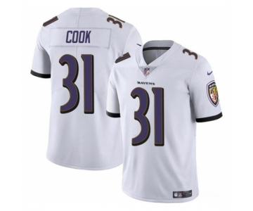 Men's Baltimore Ravens #31 Dalvin Cook White Vapor Limited Football Stitched Jersey