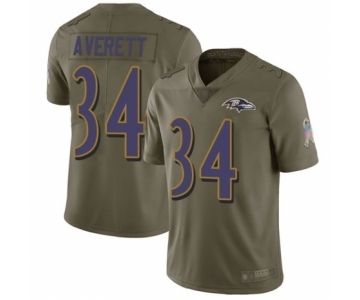 Men's Baltimore Ravens #34 Anthony Averett Limited Olive 2017 Salute to Service Football Jersey