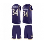 Men's Baltimore Ravens #34 Anthony Averett Limited Purple Tank Top Suit Football Jersey