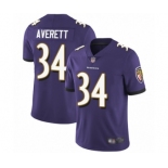 Men's Baltimore Ravens #34 Anthony Averett Purple Team Color Vapor Untouchable Limited Player Football Jersey