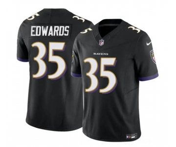 Men's Baltimore Ravens #35 Gus Edwards Black 2023 F.U.S.E. Vapor Limited Football Stitched Jersey