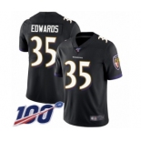 Men's Baltimore Ravens #35 Gus Edwards Black Alternate Vapor Untouchable Limited Player 100th Season Football Jersey