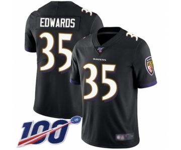 Men's Baltimore Ravens #35 Gus Edwards Black Alternate Vapor Untouchable Limited Player 100th Season Football Jersey