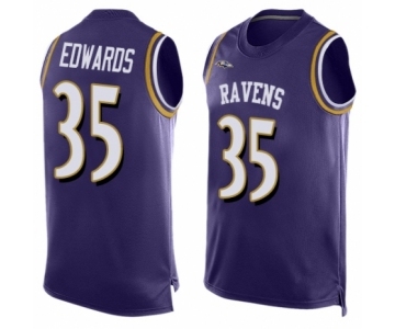 Men's Baltimore Ravens #35 Gus Edwards Elite Purple Player Name & Number Tank Top Football Jersey