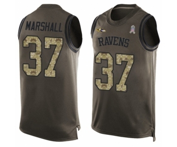 Men's Baltimore Ravens #37 Iman Marshall Limited Green Salute to Service Tank Top Football Jersey