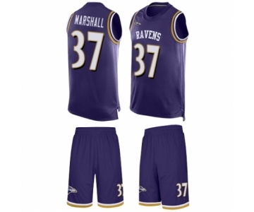 Men's Baltimore Ravens #37 Iman Marshall Limited Purple Tank Top Suit Football Jersey