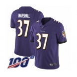 Men's Baltimore Ravens #37 Iman Marshall Purple Team Color Vapor Untouchable Limited Player 100th Season Football Jersey