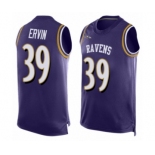 Men's Baltimore Ravens #39 Tyler Ervin Elite Purple Player Name & Number Tank Top Football Jersey