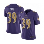 Men's Baltimore Ravens #39 Tyler Ervin Limited Purple Rush Vapor Untouchable Football Jersey