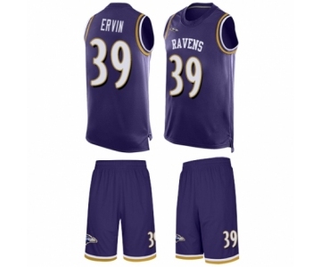 Men's Baltimore Ravens #39 Tyler Ervin Limited Purple Tank Top Suit Football Jersey