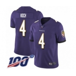 Men's Baltimore Ravens #4 Sam Koch Purple Team Color Vapor Untouchable Limited Player 100th Season Football Jersey