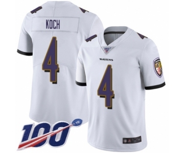 Men's Baltimore Ravens #4 Sam Koch White Vapor Untouchable Limited Player 100th Season Football Jersey