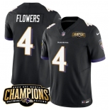 Men's Baltimore Ravens #4 Zay Flowers Black 2023 F.U.S.E. AFC North Champions Vapor Limited Football Stitched Jersey