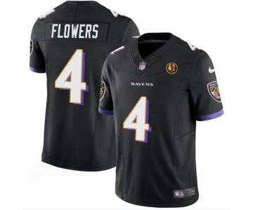 Men's Baltimore Ravens #4 Zay Flowers Black 2023 F.U.S.E. With John Madden Patch Vapor Limited Football Stitched Jersey