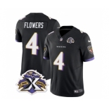 Men's Baltimore Ravens #4 Zay Flowers Black 2023 F.U.S.E With Patch Throwback Vapor Limited Stitched Jersey